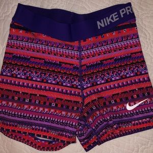 Gently-Used Nike Pro Aztec Print Spandex Shorts